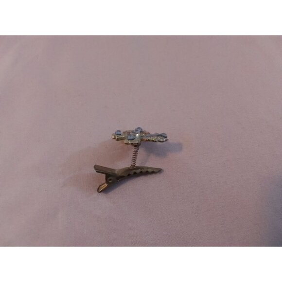 Vintage Rhinestone Butterfly Hair Clip with Spring Design Decorative Pattern - Picture 2 of 3